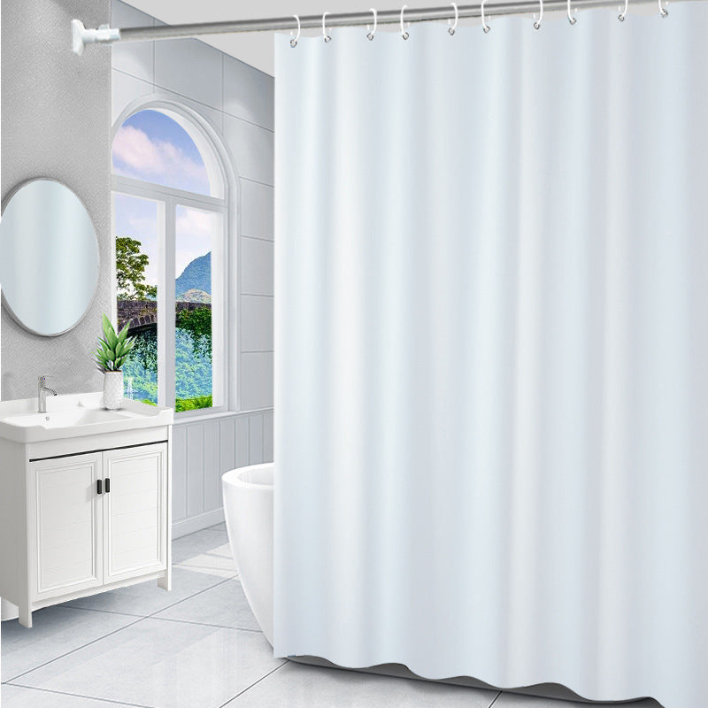 Bathroom Pure Color Shower Curtain Suit Bath Partition Curtain