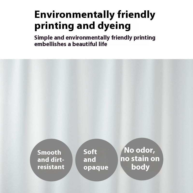 Bathroom Pure Color Shower Curtain Suit Bath Partition Curtain