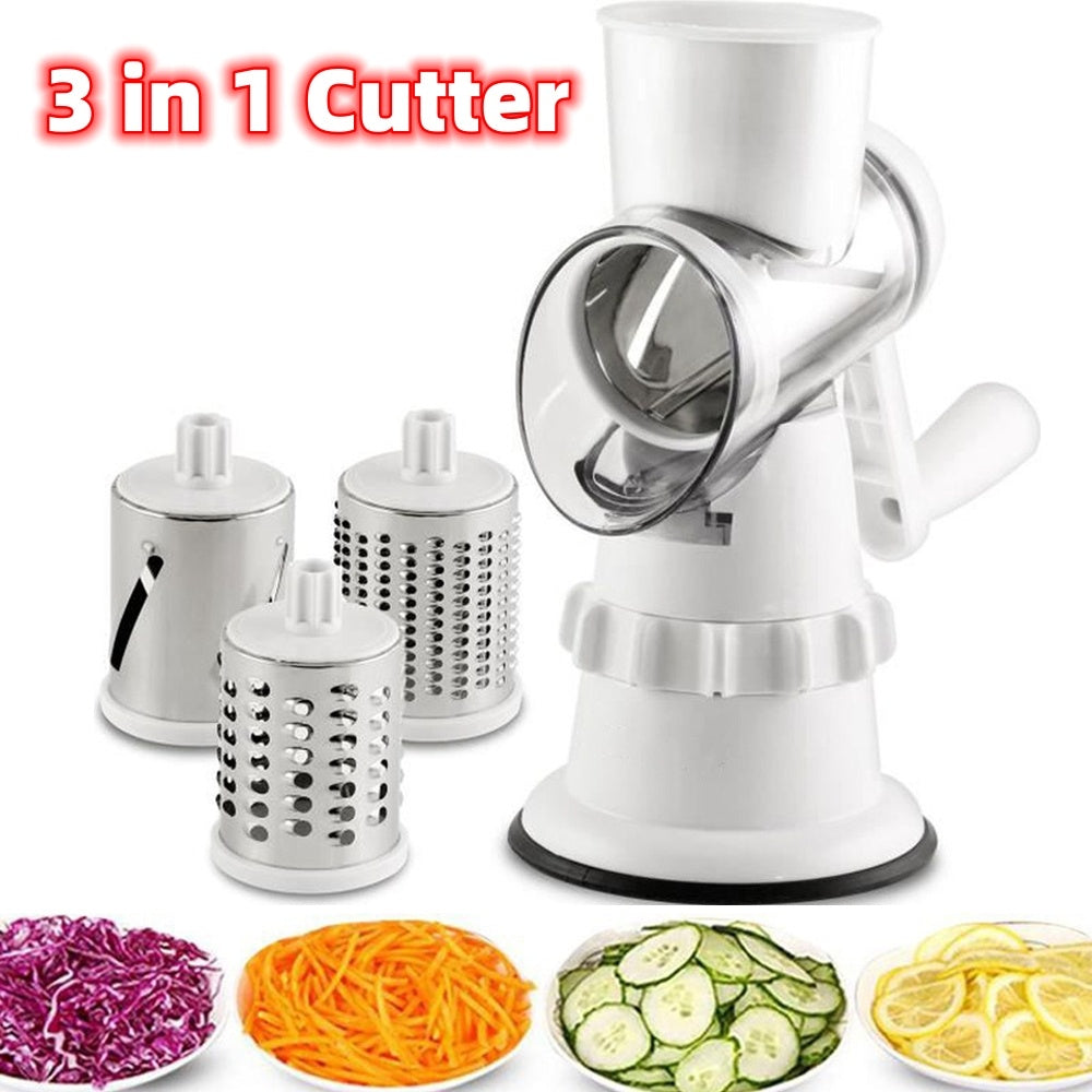 3 In 1 Vegetable Slicer Manual Kitchen Accessories Vegetable Cutter Round Chopper Mandolin Shredder Potato Home Kitchen Supplies Kitchen Gadgets