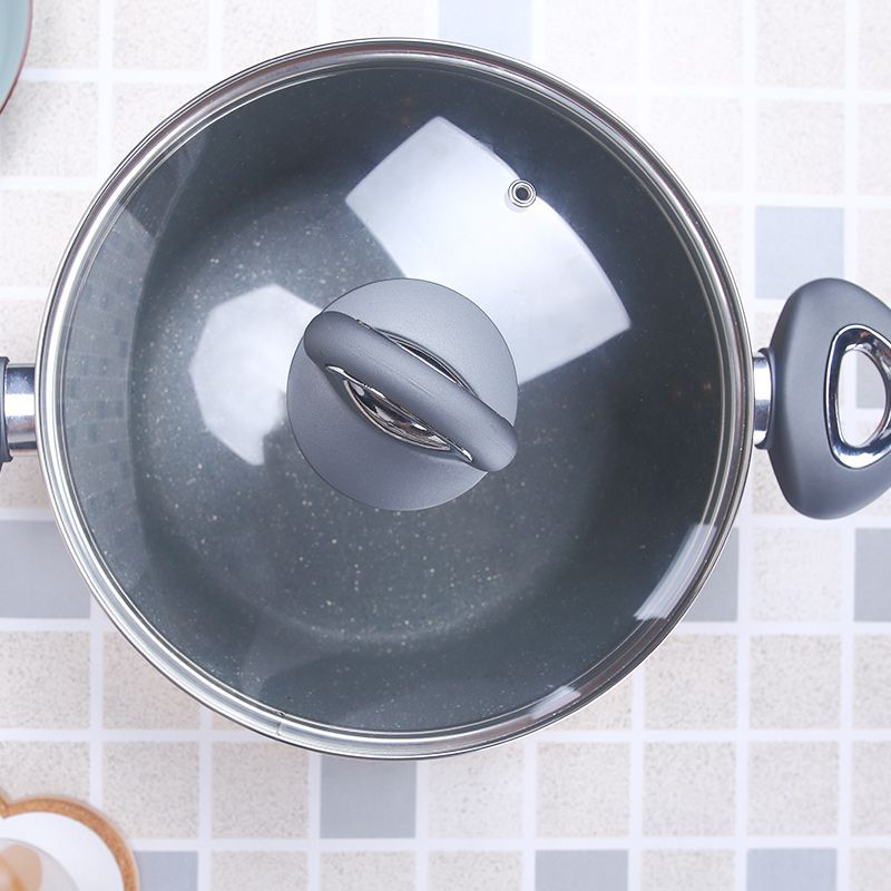 24cm Korean Style Medical Stone Color Non-stick Dual-sided Stockpot