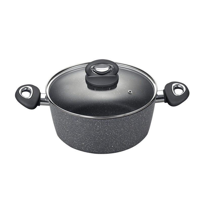 24cm Korean Style Medical Stone Color Non-stick Dual-sided Stockpot