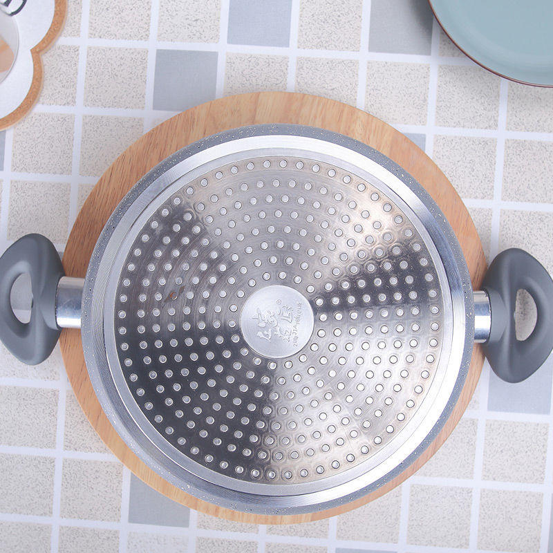 24cm Korean Style Medical Stone Color Non-stick Dual-sided Stockpot